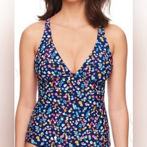 Vera Bradley Reversible Tankini Swim Top Navy Blue Size XL - Picture 1 of 14